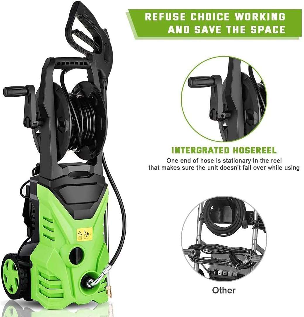 Electric Pressure Washer Homdox Pressure Washer 1500W Power Washer High Pressure Cleaner Machine with 5 Nozzles Foam Cannon 4