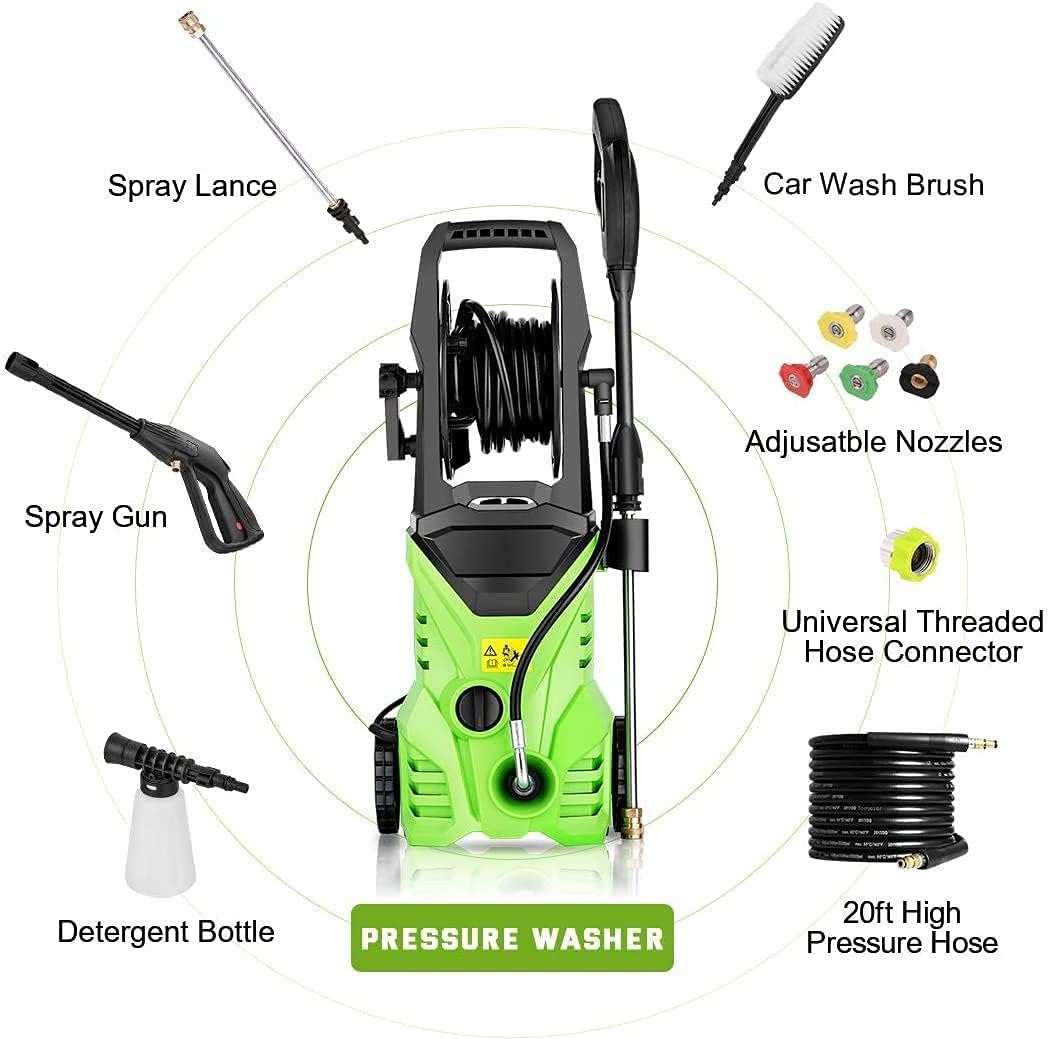 Electric Pressure Washer Homdox Pressure Washer 1500W Power Washer High Pressure Cleaner Machine with 5 Nozzles Foam Cannon 7