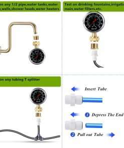 Bernoi Liquid Filled Water Pressure Gauge Kit with 5 Parts, 0-200 Psi, Standard 3-4 Female Garden Hose Thread Water Pessure Gauge for Home - 7