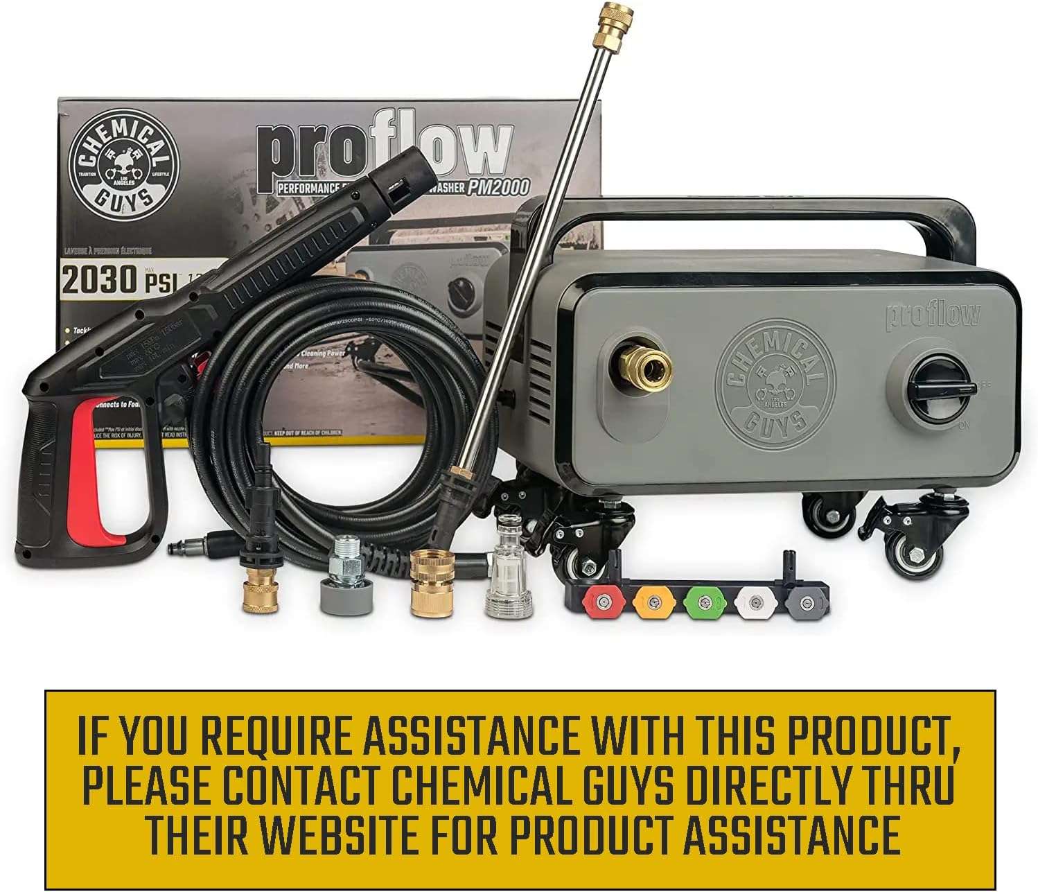 Chemical Guys EQP408 ProFlow Performance Electric Pressure Washer PM2000, 14.5-Amp Motor 2030 Max PSI, 1.77 GPM, Includes 5 Full Range QC Tips - 2