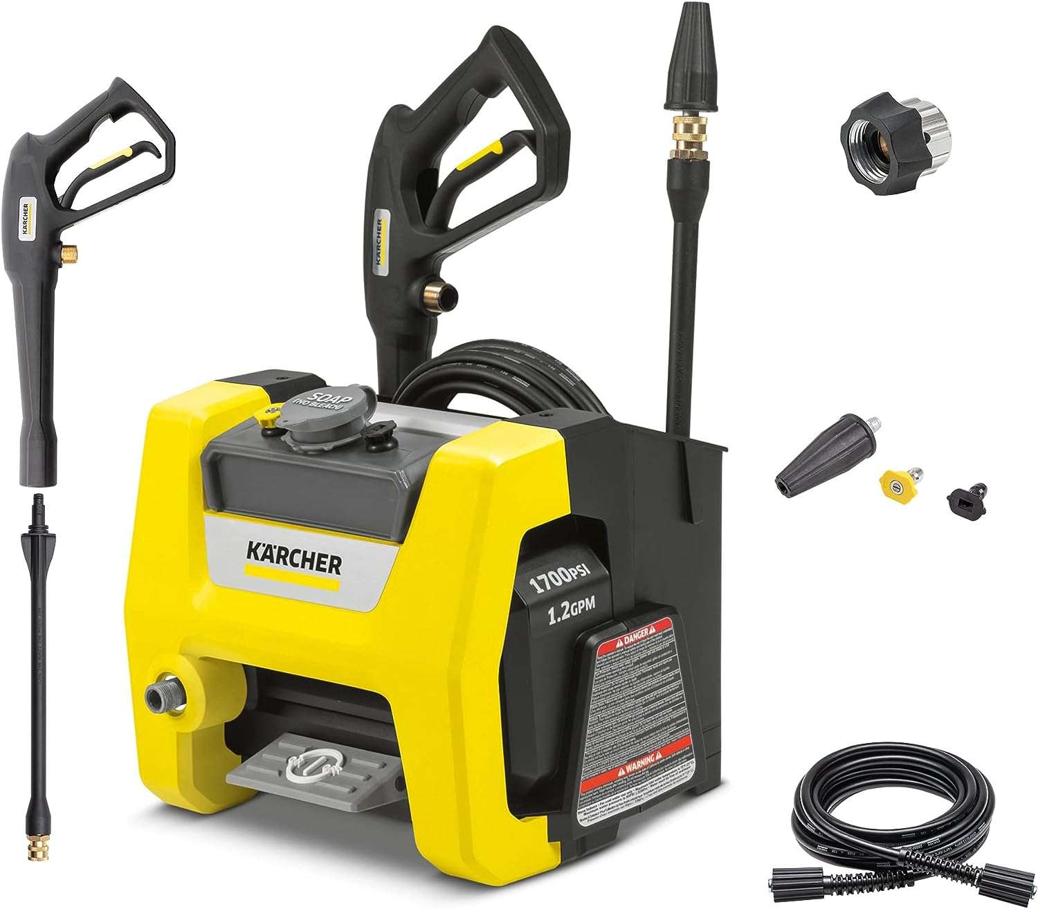 Kärcher - K1700 Cube TruPressure Electric Pressure Washer - 1700 PSI - 2125 Max PSI Power Washer - With 3 Nozzles for Cleaning Cars, Siding, Driveways - 1