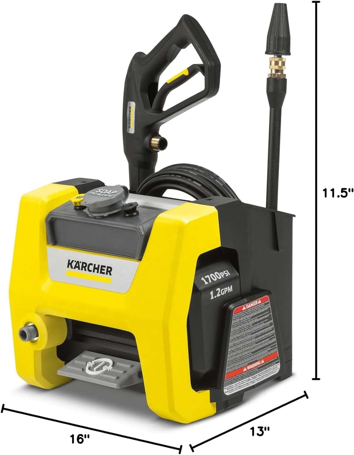 Kärcher - K1700 Cube TruPressure Electric Pressure Washer - 1700 PSI - 2125 Max PSI Power Washer - With 3 Nozzles for Cleaning Cars, Siding, Driveways - 11