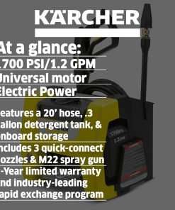 Kärcher - K1700 Cube TruPressure Electric Pressure Washer - 1700 PSI - 2125 Max PSI Power Washer - With 3 Nozzles for Cleaning Cars, Siding, Driveways - 2