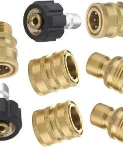 M MINGLE Ultimate Pressure Washer Adapter Set, Quick Disconnect Kit, M22 Swivel to 3-8 Inch Quick Connect, 3-4 Inch to Quick Release, 8-Pack - 1