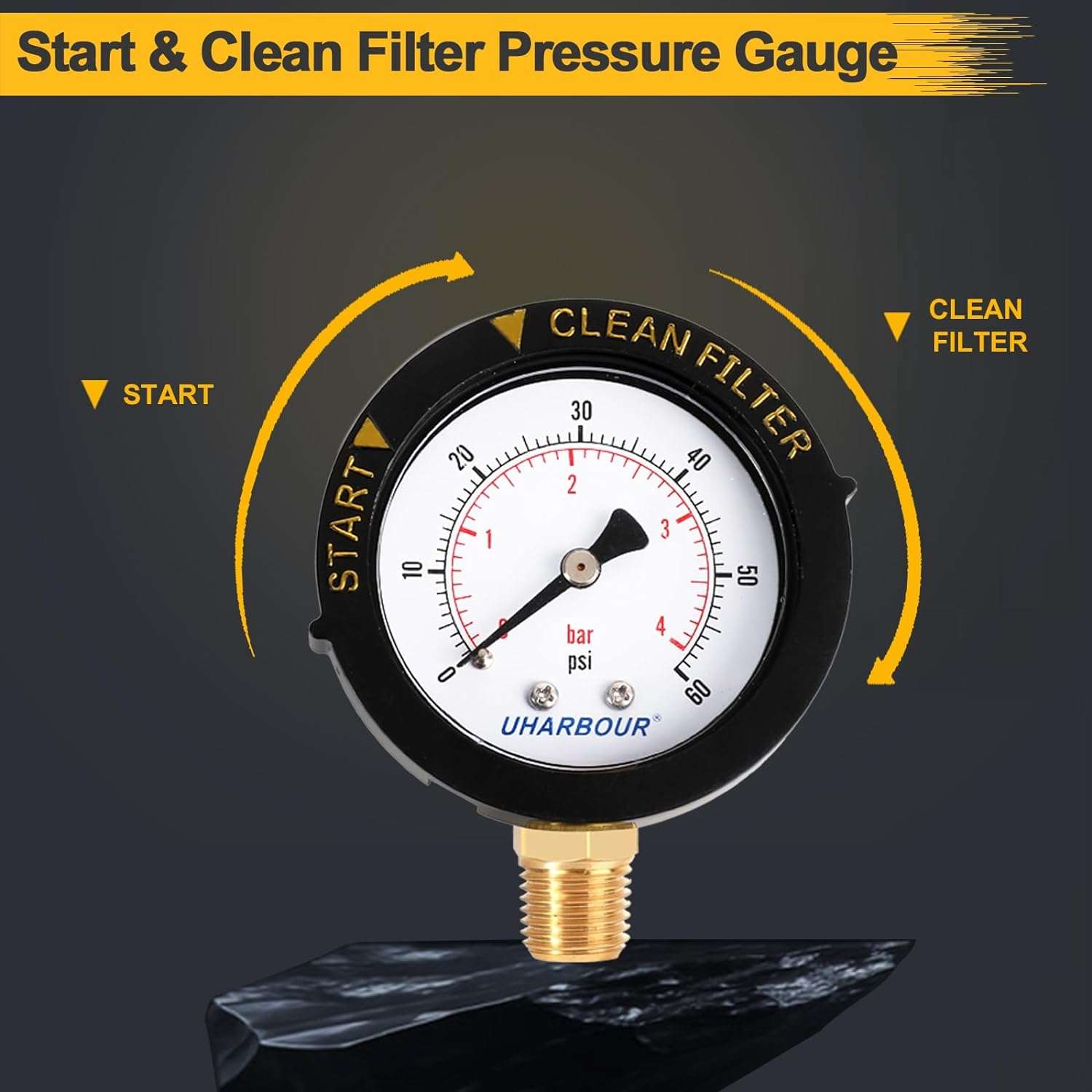 Pool Filter Pressure Gauge 60Psi, Pool Pressure Gauge