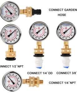 Water Pressure Gauge Kit Including Adaptors, UHARBOUR 2.5 Glycerin Filled Water Pressure Test Gauge with Brass Hose Fitting - 7