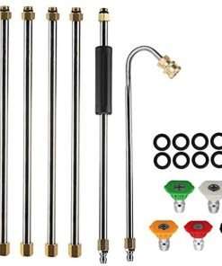 Gutter Cleaning Tool Pressure Washer - Extension Wands, Roof Cleaner Lance Nozzle - 4000 psi 5 Tips, Window Washing Accessories, Power Washer - 1