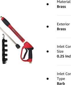 Hourleey Pressure Washer Gun, Red High Power Washer Gun with Replacement Wand Extension, 5 Nozzle Tips, M22 Fittings - 8