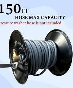 M MINGLE High Pressure Washer Hose Reel 150ft, Heavy Duty Steel Hose Reel, Manual Crank Power Washer Hose Reel with 3-8 Pressure Wash Whip Hose - 2