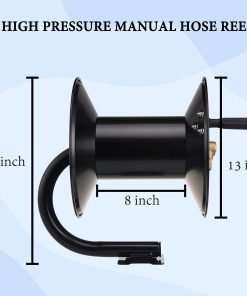 M MINGLE High Pressure Washer Hose Reel 150ft, Heavy Duty Steel Hose Reel, Manual Crank Power Washer Hose Reel with 3-8 Pressure Wash Whip Hose - 5