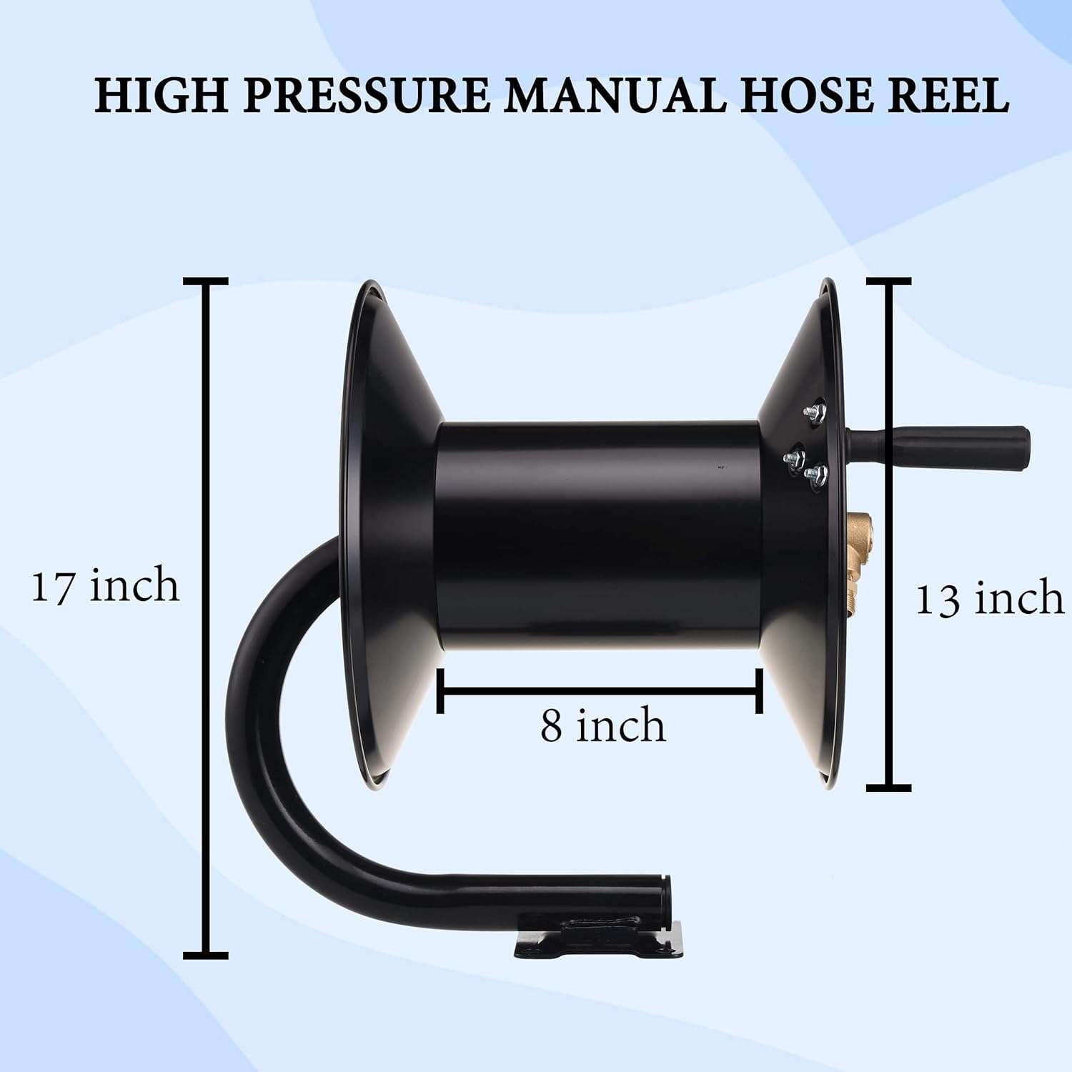 M MINGLE High Pressure Washer Hose Reel 150ft, Heavy Duty Steel Hose Reel, Manual Crank Power Washer Hose Reel with 3-8 Pressure Wash Whip Hose - 5