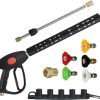 M MINGLE Replacement Pressure Washer Gun with Extension Wand, M22 15mm or M22 14mm Fitting, 5 Nozzle Tips, 40 Inch, 4000 PSI - 1