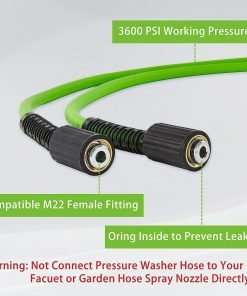 PWACCS Pressure Washer Hose for Power Washer – 3600 PSI Kink Resistant Pressure Washing Extension Hose 50 FT x 1-4 – Universal Electric Power Wash Hose for Replacement – 6