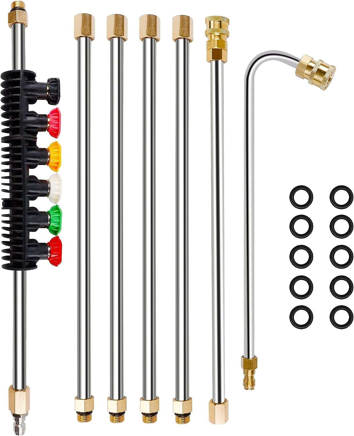 Twinkle Star Pressure Washer Extension Wand Set, 8.5 ft Replacement Lance with 6 Nozzle Tips, 4000PSI - 1