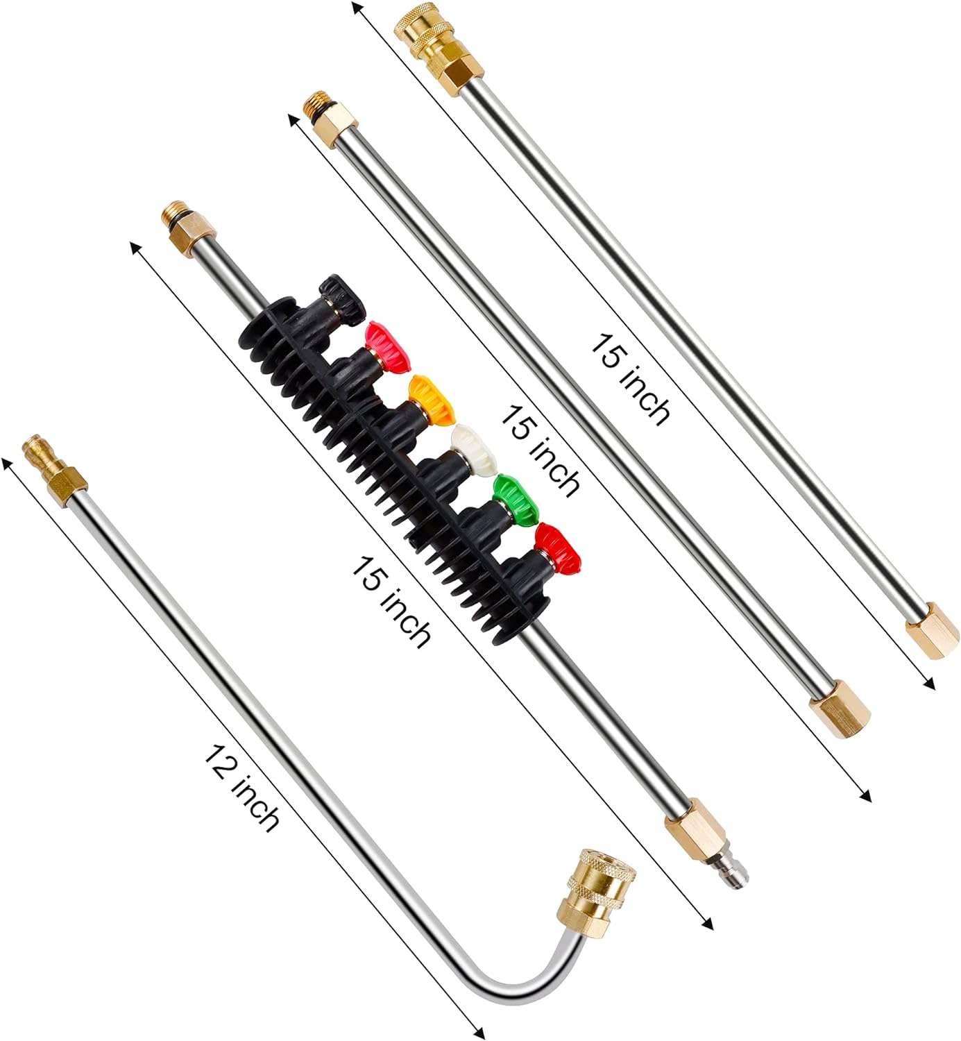 Twinkle Star Pressure Washer Extension Wand Set, 8.5 ft Replacement Lance with 6 Nozzle Tips, 4000PSI - 5