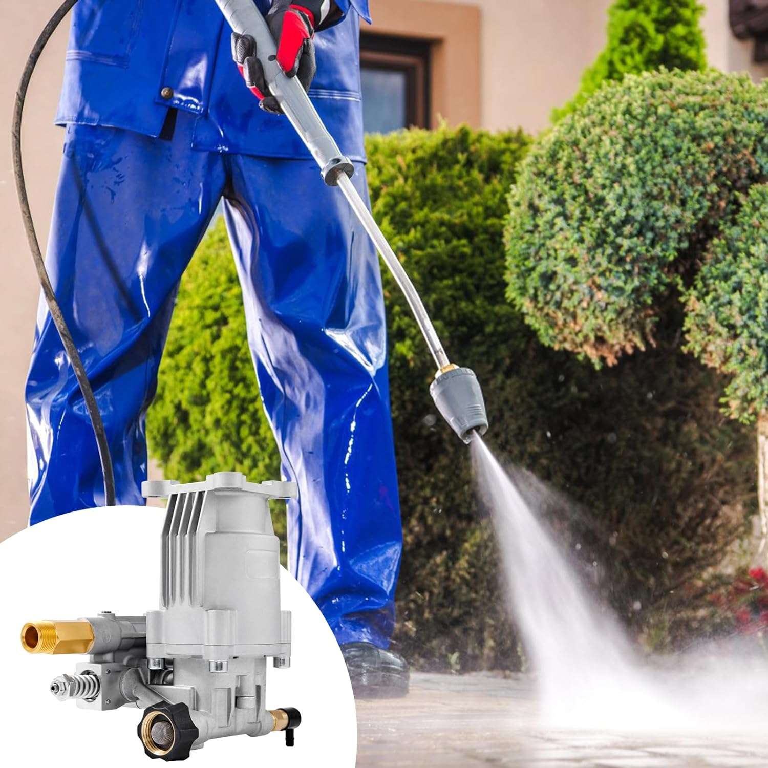 VEVOR Pressure Washer Pump, 3-4 Shaft Horizontal, 3400 PSI, 2.5 GPM, Replacement Power Washer Pumps Kit, Parts Washer Pump, Compatible - 9