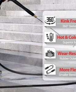 YAMATIC 3-8 Pressure Washer Hose 50FT Hot Water Power Washer Hose Max 212°F with Swivel Quick Connect, 4000 PSI Commercial Grade Steel Wire Braided - 2