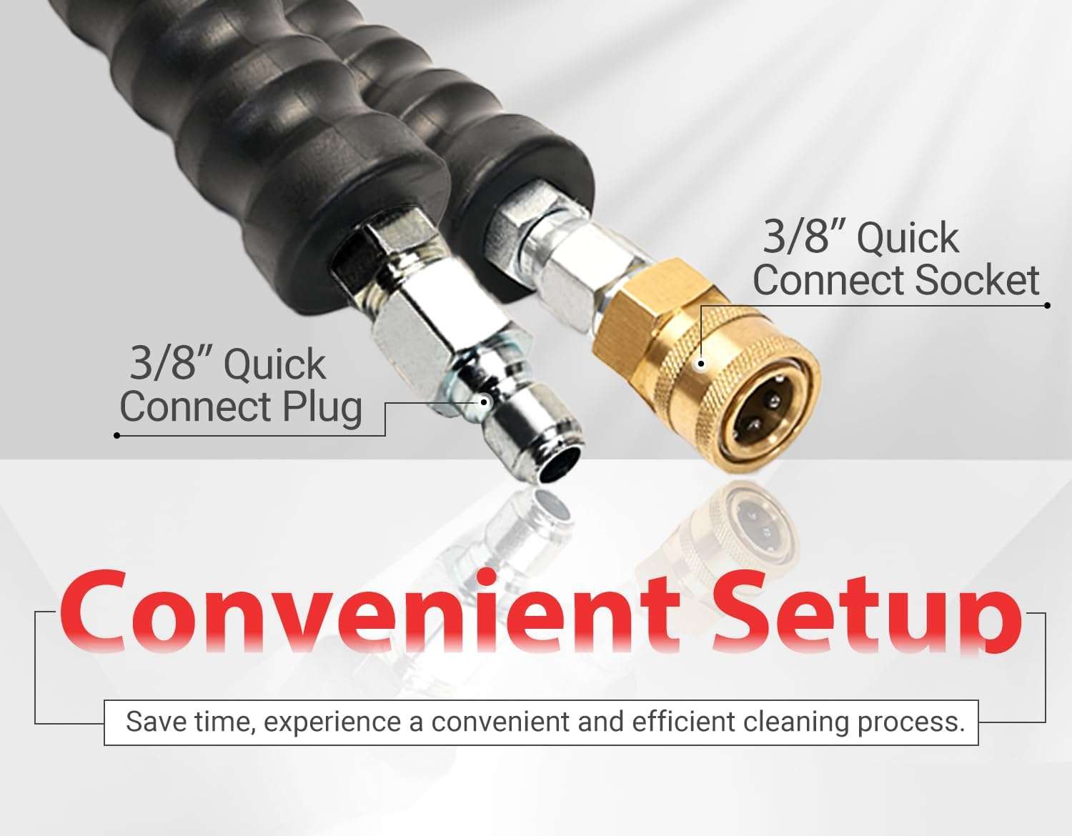 YAMATIC 3-8 Pressure Washer Hose 50FT Hot Water Power Washer Hose Max 212°F with Swivel Quick Connect, 4000 PSI Commercial Grade Steel Wire Braided - 7
