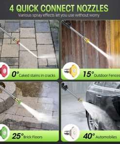 Electric High Pressure Washer - Apiuek Portable Washer with 23 FT Water Outlet & 6.6 FT Inlet Hose, Upgraded Foam Cannon, 4 Nozzle Set, Cleans Patios-Cars-Fences-Windows, 3800PSI 2.4GPM - 3