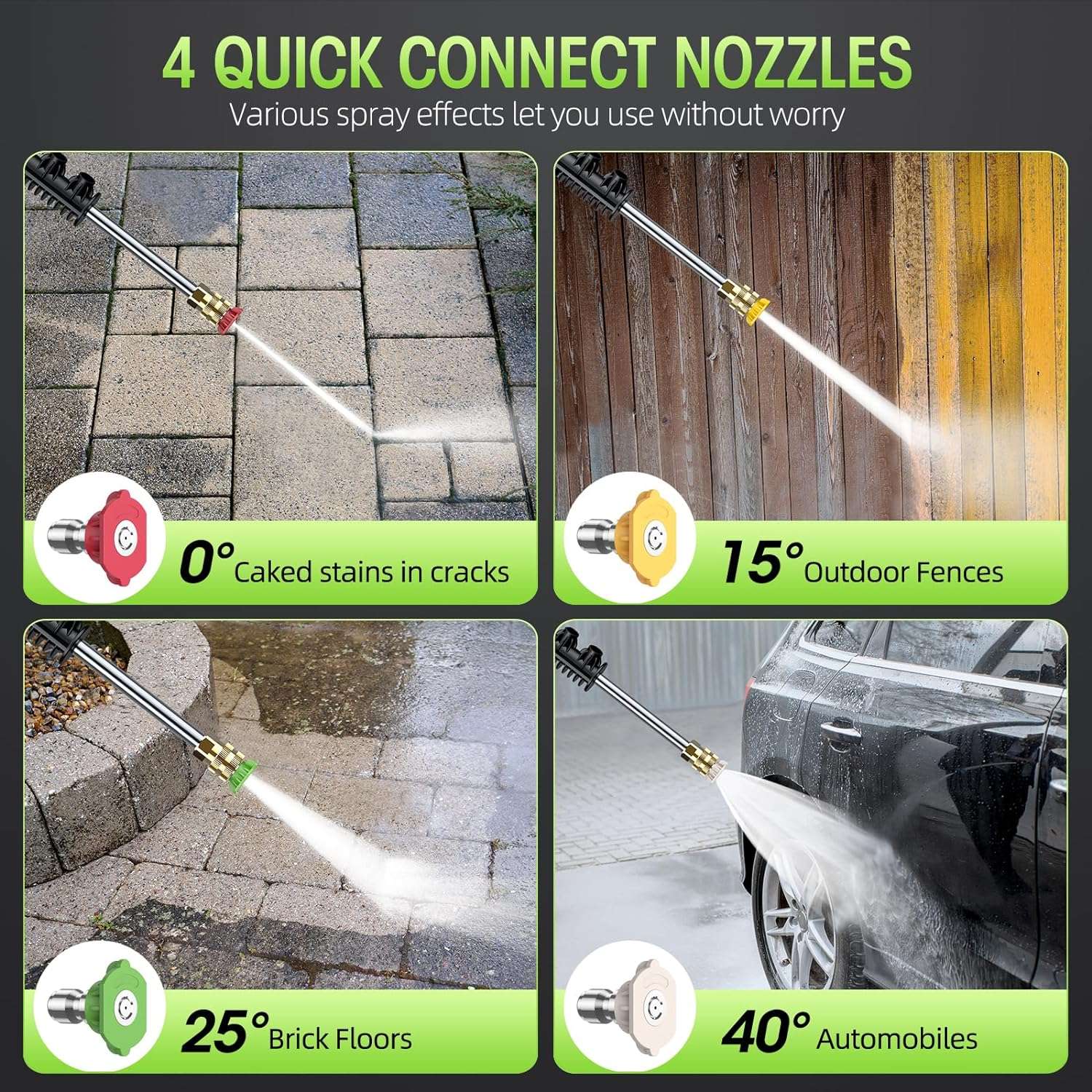 Electric High Pressure Washer - Apiuek Portable Washer with 23 FT Water Outlet & 6.6 FT Inlet Hose, Upgraded Foam Cannon, 4 Nozzle Set, Cleans Patios-Cars-Fences-Windows, 3800PSI 2.4GPM - 3