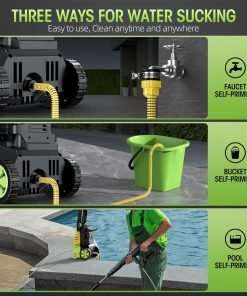 Electric High Pressure Washer - Apiuek Portable Washer with 23 FT Water Outlet & 6.6 FT Inlet Hose, Upgraded Foam Cannon, 4 Nozzle Set, Cleans Patios-Cars-Fences-Windows, 3800PSI 2.4GPM - 5