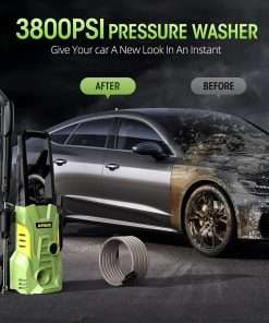 Electric High Pressure Washer - Apiuek Portable Washer with 23 FT Water Outlet & 6.6 FT Inlet Hose, Upgraded Foam Cannon, 4 Nozzle Set, Cleans Patios-Cars-Fences-Windows, 3800PSI 2.4GPM - 6