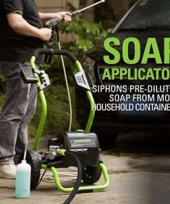 Greenworks 2000 PSI (13 Amp) Electric Pressure Washer (Wheels For Transport - 20 FT Hose - 35 FT Power Cord) Great For Cars, Fences, Patios, Driveways - 11
