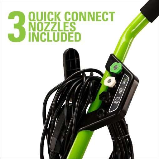 Greenworks 2000 PSI (13 Amp) Electric Pressure Washer (Wheels For Transport - 20 FT Hose - 35 FT Power Cord) Great For Cars, Fences, Patios, Driveways - 9