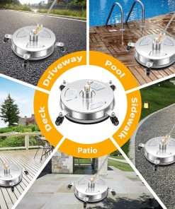 14 Pressure Washer Surface Cleaner with 4 Wheels - Stainless Steel Surface Cleaner for Pressure Washer Attachment for Concrete, Patio, Sidewalk, Deck and Driveways - 7