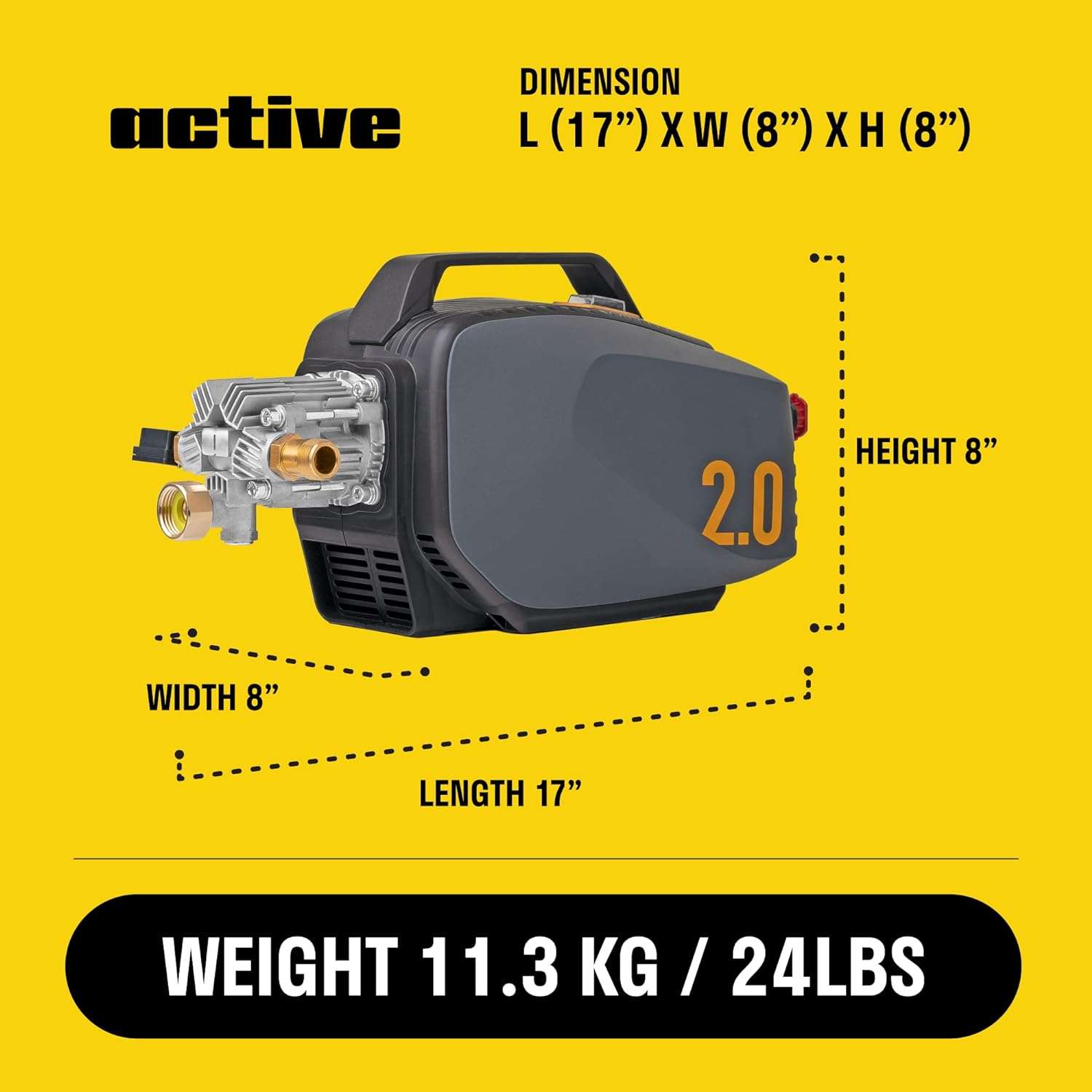 2.0 Electric Pressure Washer - 2.0 GPM Flow and 1800 PSI Peak Pressure, Pressure washers for Power Wash, Power Washers Electric Powered, Wall Mount Pressure Washer, Hidrolavadora Electrica - 4