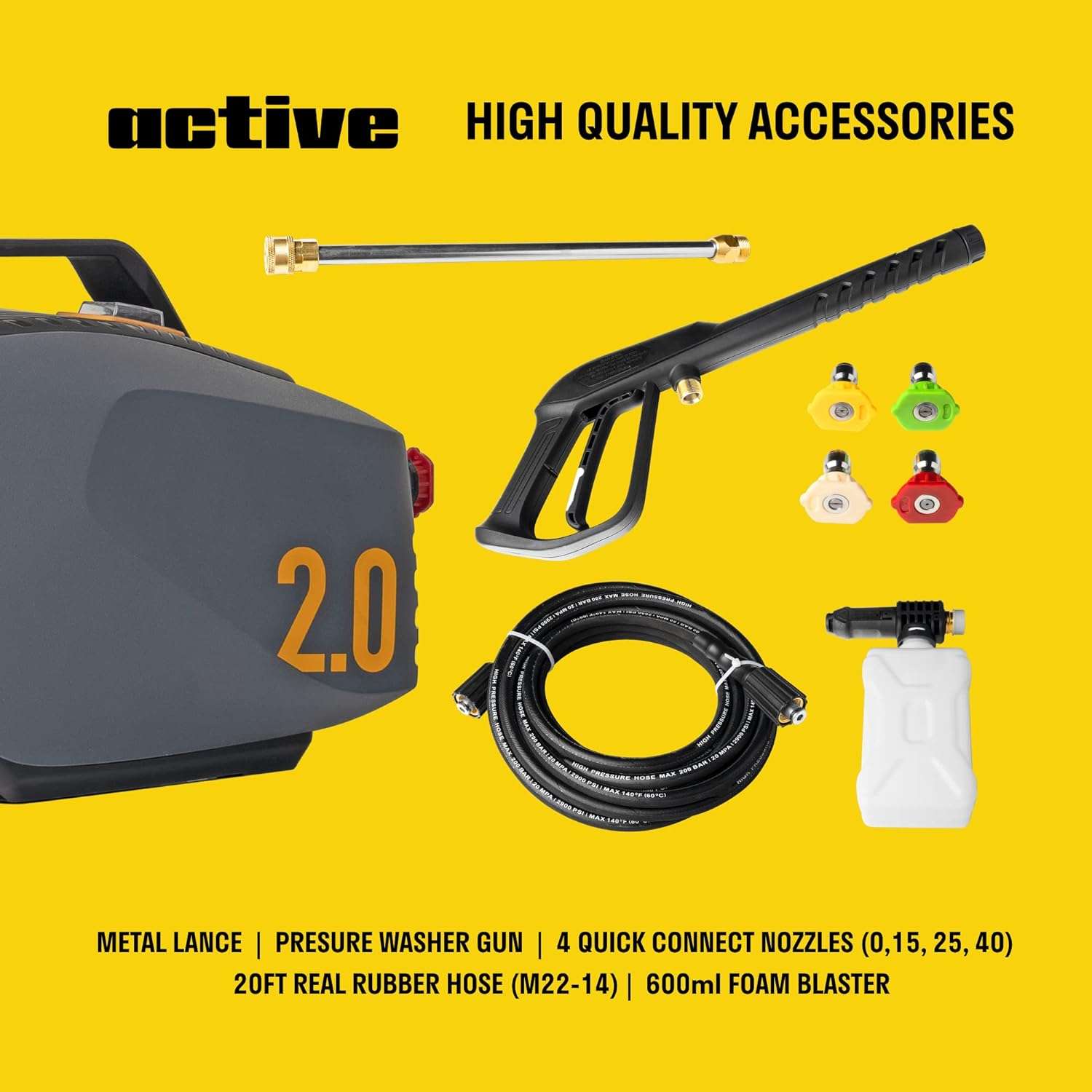 2.0 Electric Pressure Washer - 2.0 GPM Flow and 1800 PSI Peak Pressure, Pressure washers for Power Wash, Power Washers Electric Powered, Wall Mount Pressure Washer, Hidrolavadora Electrica - 6