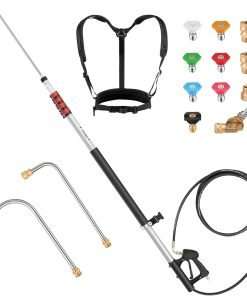 24 FT Pressure Washer Telescoping Wand - High Pressure Washer Wand Included Power Washer Extension Wands, Gutter Cleaner, 7 Spray Nozzle Tips, 2 Hose Adapters and Support Belt - 1