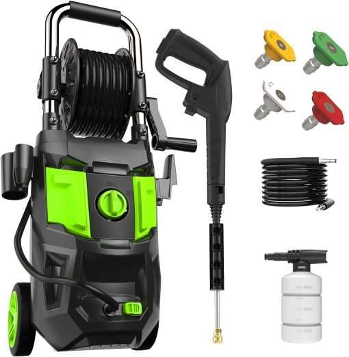 Electric Pressure Washer - 4000 PSI 2.8 GPM Electric Power Washer with Winding 35FT Power Cord, 20FT Hose, 4 Different Nozzles, Soap Cannon - 1