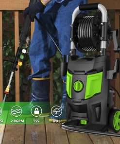 Electric Pressure Washer - 4000 PSI 2.8 GPM Electric Power Washer with Winding 35FT Power Cord, 20FT Hose, 4 Different Nozzles, Soap Cannon - 2