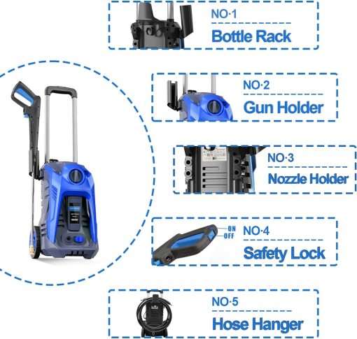 Electric Pressure Washer 4200 PSI 2.6 GPM Power Washer with 25FT Hose and 4 Quick Connect Nozzles Foam Cannon for Home Driveway Patio House - 3