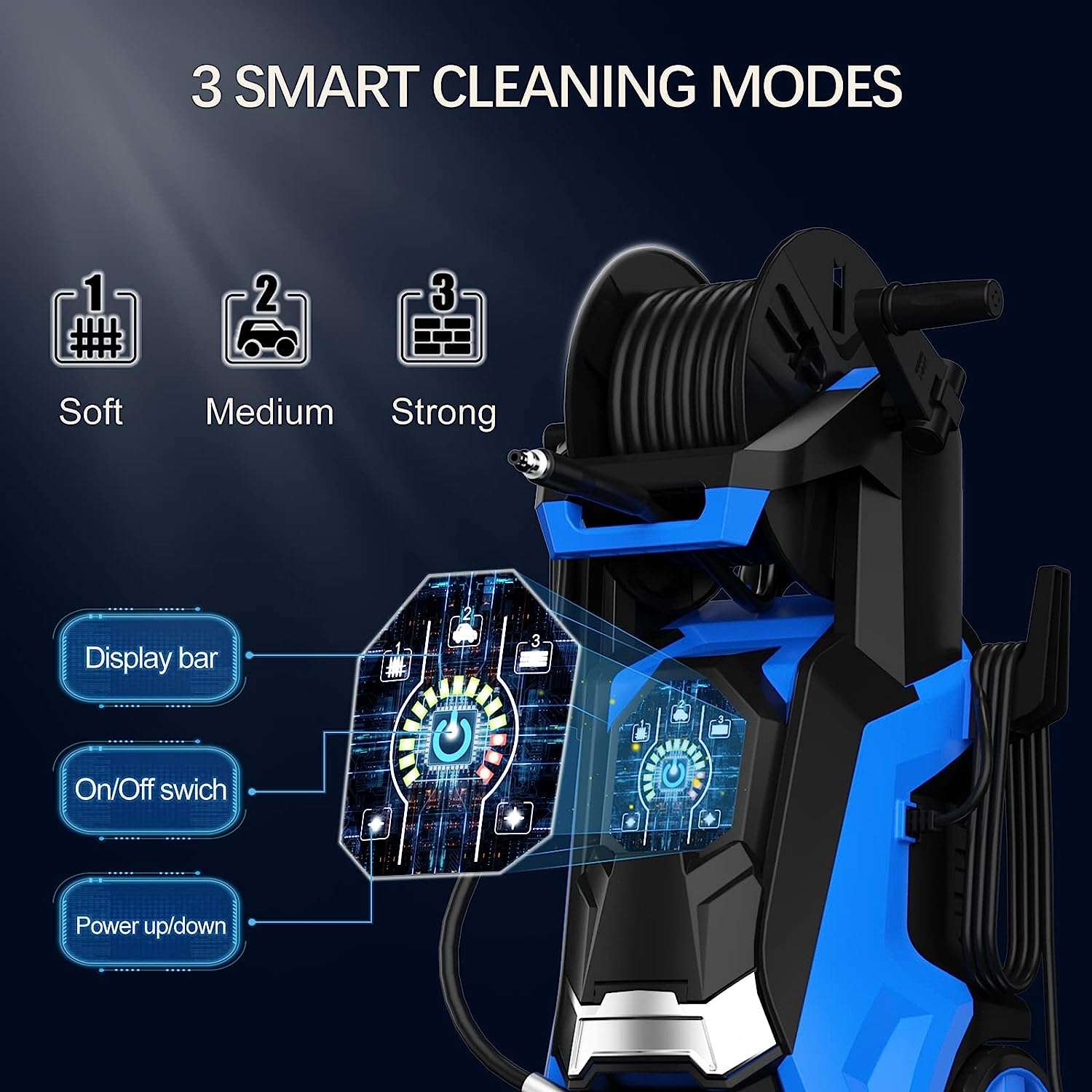 Electric Pressure Washer 4500 PSI 3.2 GPM Electric Power Washer with Smart Control and 3 Levels of Adjustment Effortlessly Clean Patio Blue - 2