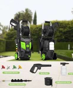Electric Pressure Washer - 4500PSI Max 2.8 GPM with 20FT Hose,35FT Power Washers Power Cord Foam Cannon 4 Nozzles Power Washer Electric Powerd for Patios Car Garden - 6