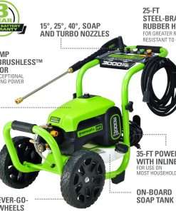 Greenworks 3000 PSI (1.1 GPM) TruBrushless Electric Pressure Washer (PWMA Certified) - 3
