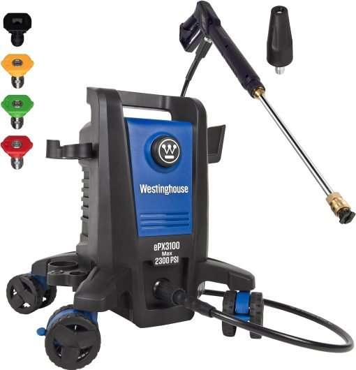 Westinghouse ePX3100 Electric Pressure Washer, 2300 Max PSI 1.76 Max GPM with Anti-Tipping Technology, Onboard Soap Tank, Pro-Style Steel Wand, 5-Nozzle Set - 1