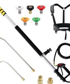 janz Aluminum 24 FT Telescoping Pressure Washer Wand with Pressure Washer Extension Wand,Gutter Cleaner Attachment, 5 Spray Nozzle Tips, 2 Hose Inlet Adapters and Support Harness - 1