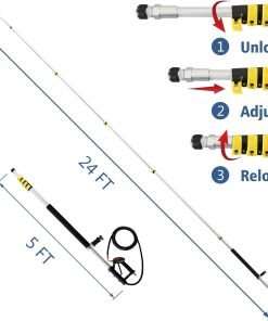 janz Aluminum 24 FT Telescoping Pressure Washer Wand with Pressure Washer Extension Wand,Gutter Cleaner Attachment, 5 Spray Nozzle Tips, 2 Hose Inlet Adapters and Support Harness - 3