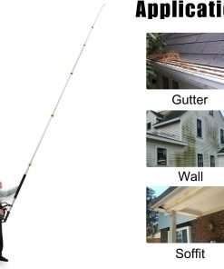janz Aluminum 24 FT Telescoping Pressure Washer Wand with Pressure Washer Extension Wand,Gutter Cleaner Attachment, 5 Spray Nozzle Tips, 2 Hose Inlet Adapters and Support Harness - 6