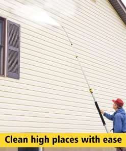 janz Aluminum 24 FT Telescoping Pressure Washer Wand with Pressure Washer Extension Wand,Gutter Cleaner Attachment, 5 Spray Nozzle Tips, 2 Hose Inlet Adapters and Support Harness - 7
