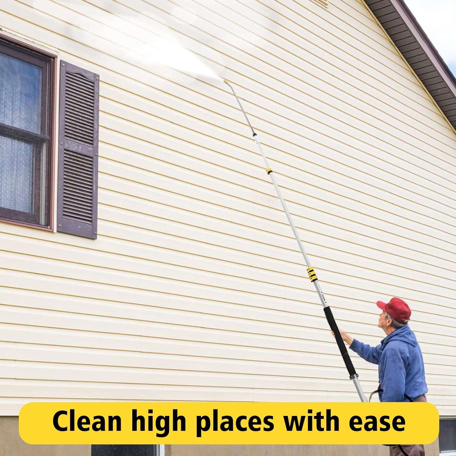 janz Aluminum 24 FT Telescoping Pressure Washer Wand with Pressure Washer Extension Wand,Gutter Cleaner Attachment, 5 Spray Nozzle Tips, 2 Hose Inlet Adapters and Support Harness - 7