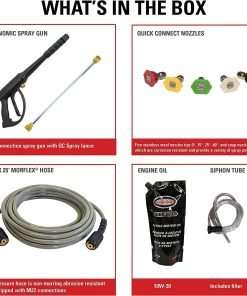 Simpson Cleaning MS61084-S MegaShot 3400 PSI Gas Pressure Washer, 2.5 GPM, Kohler SH270, Includes Spray Gun and Extension Wand, 5 QC Nozzle Tips, 5-16-in. x 25-ft. MorFlex Hose, Black - 3