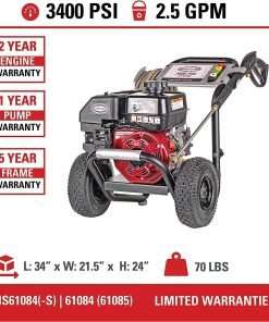 Simpson Cleaning MS61084-S MegaShot 3400 PSI Gas Pressure Washer, 2.5 GPM, Kohler SH270, Includes Spray Gun and Extension Wand, 5 QC Nozzle Tips, 5-16-in. x 25-ft. MorFlex Hose, Black - 4