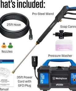 Westinghouse ePX3100v Electric Pressure Washer, 2100 Max PSI 1.76 Max GPM, Built-in Carry Handle, Detachable Foam Cannon, Pro-Style Steel Wand, 4-Nozzle Set - 7