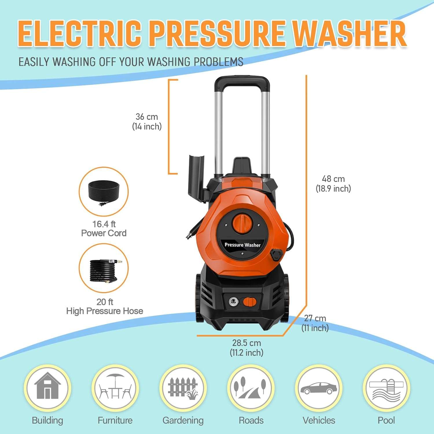 Electric Power Washer 4200PSI 2.5 GPM Pressure Washer with 25 Ft Hose, 4 Quick Connect Nozzles Power Washers Electric Powered Clean Car-Patios - 2