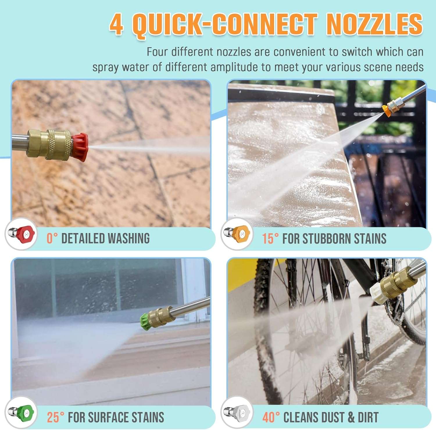 Electric Power Washer 4200PSI 2.5 GPM Pressure Washer with 25 Ft Hose, 4 Quick Connect Nozzles Power Washers Electric Powered Clean Car-Patios - 4