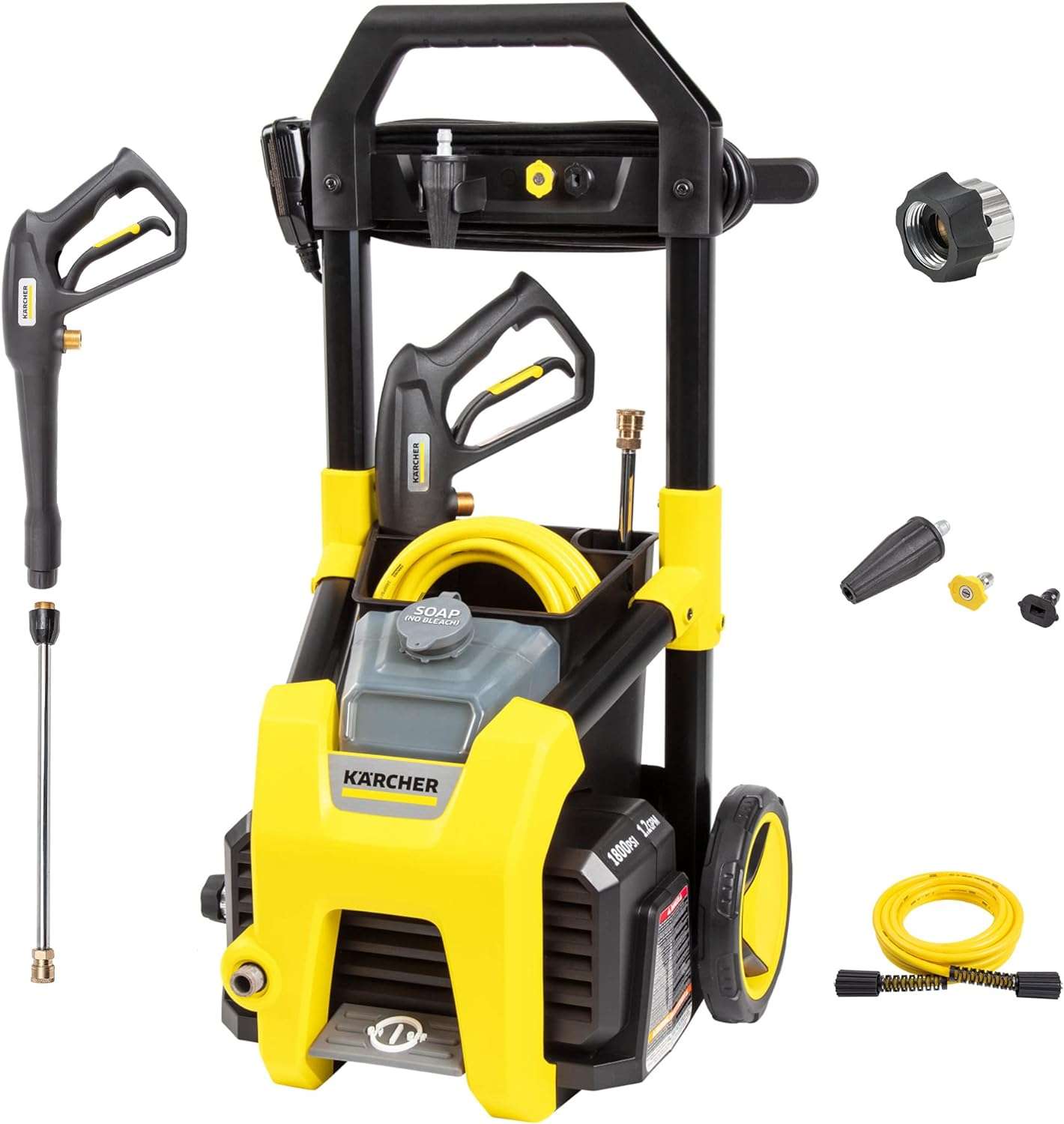 Kärcher K1800PS Max 2250 PSI Electric Pressure Washer with 3 Spray Nozzles - Great for cleaning Cars, Siding, Driveways, Fencing and more - 1.2 GPM - 1